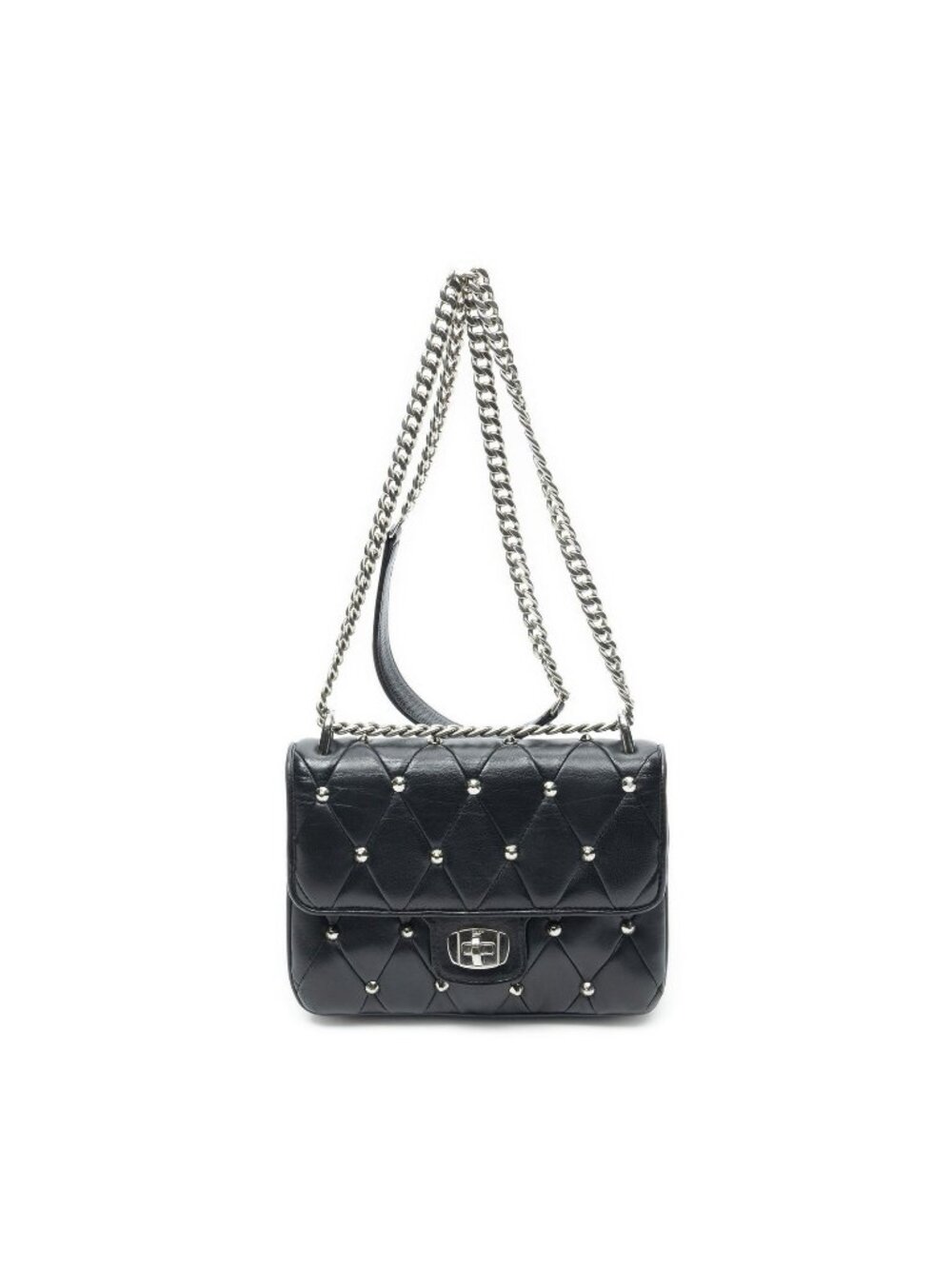 Miu Miu Sound Chain Flap Bag Black Matelasse Calfskin